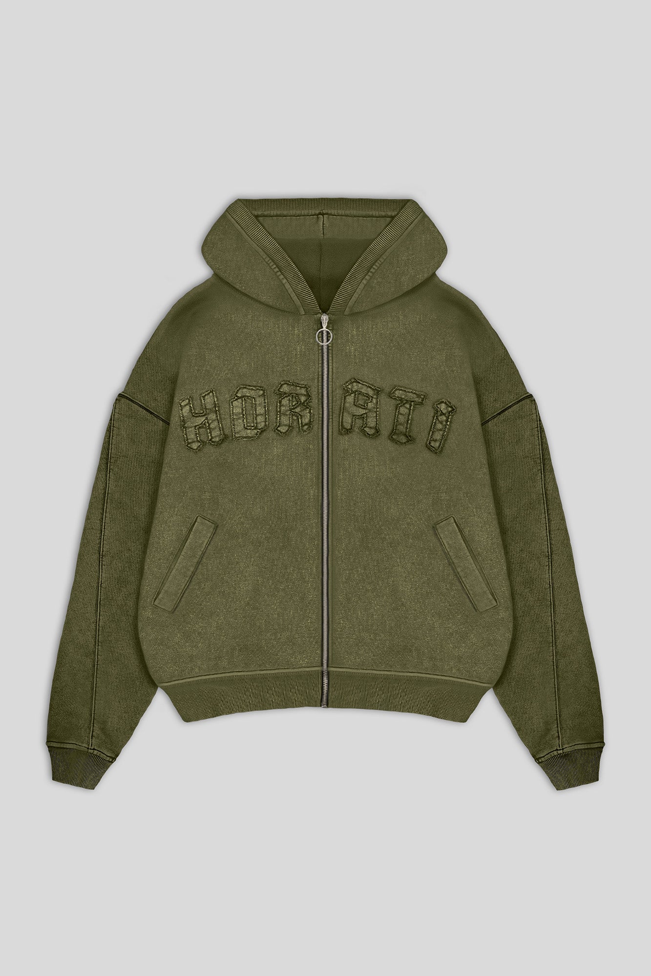 Army green zip up hoodie best sale