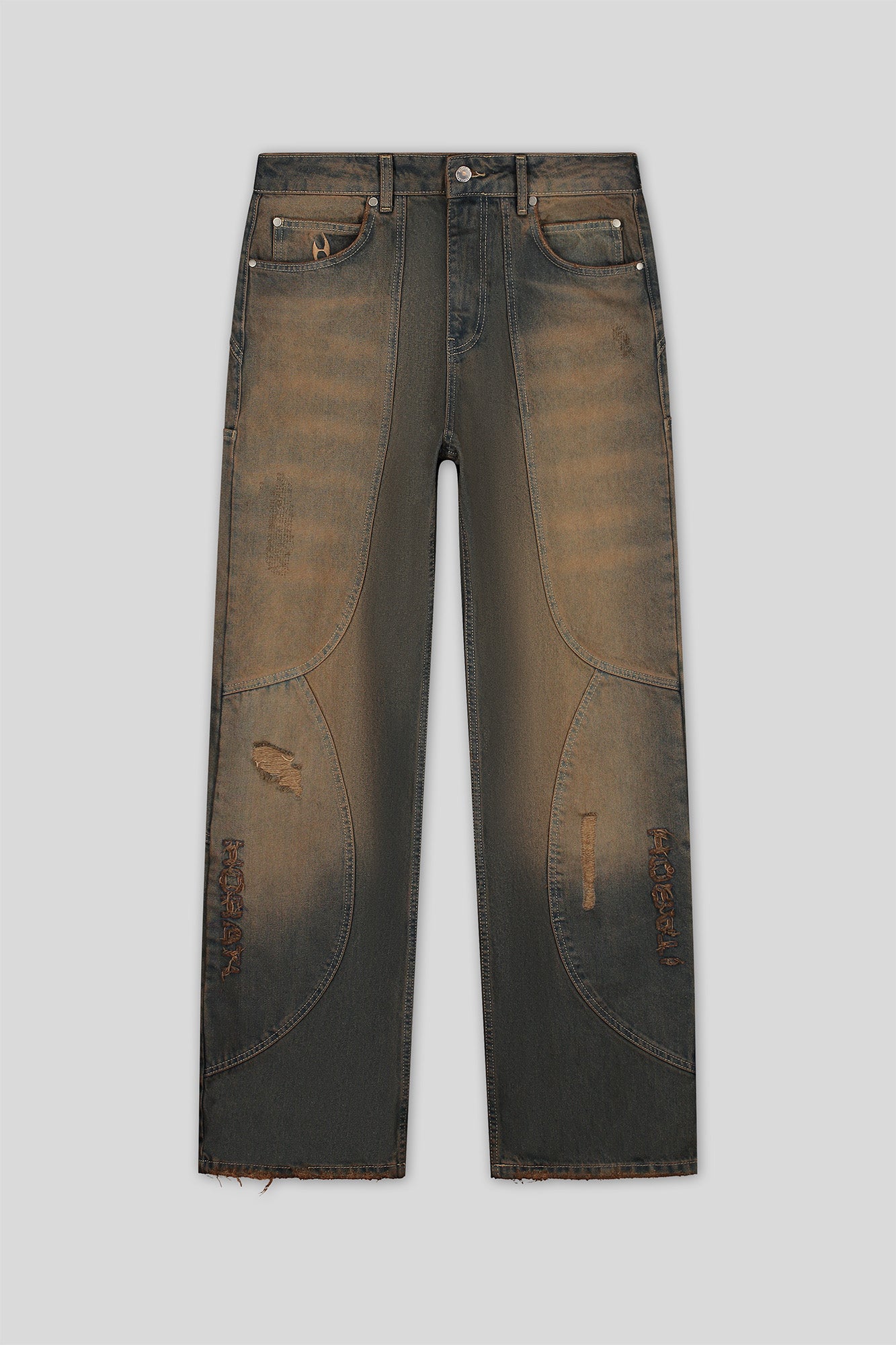 Washed Denim Set — Rust Brown