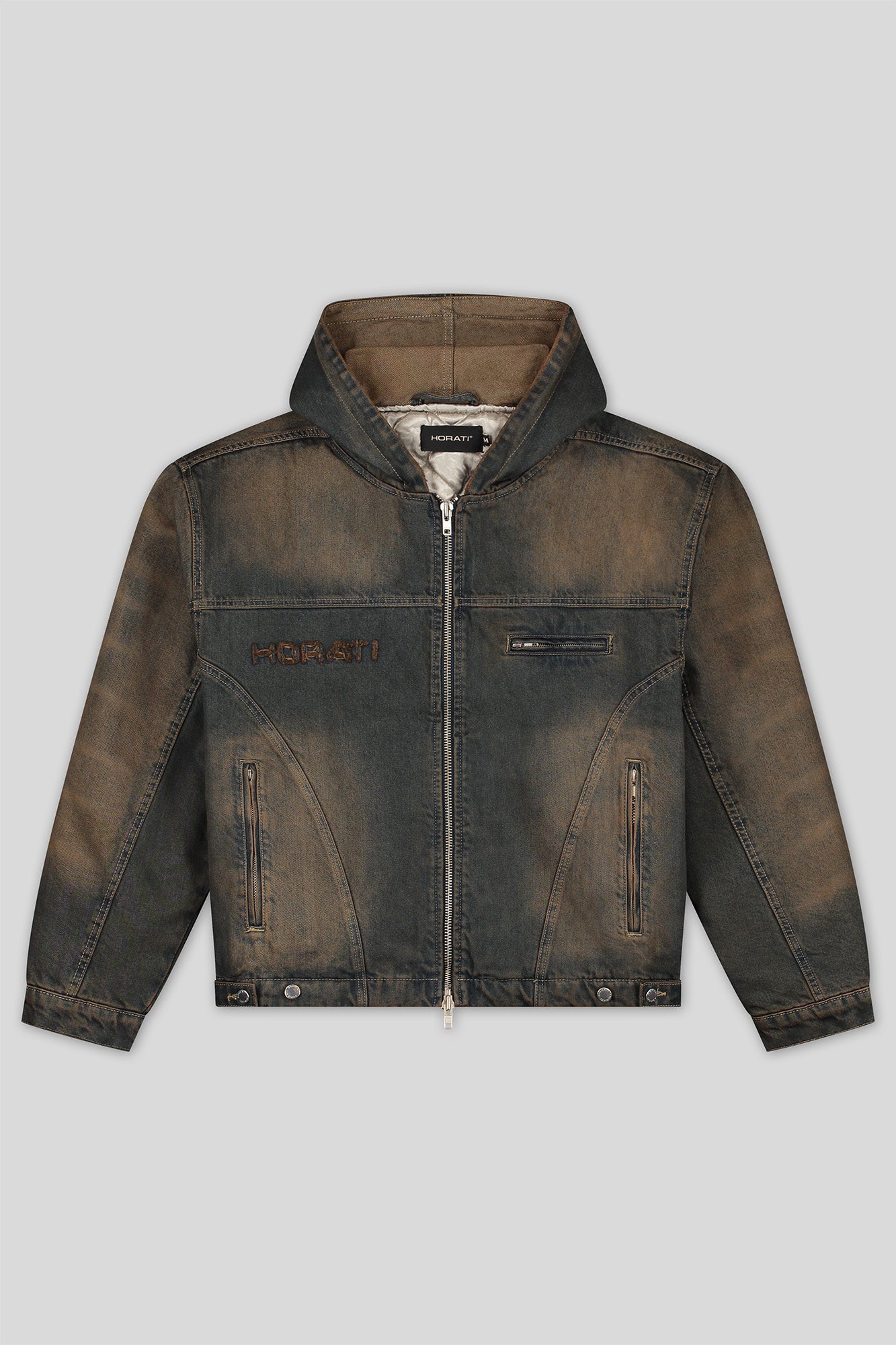 Washed Denim Jacket — Rust Brown