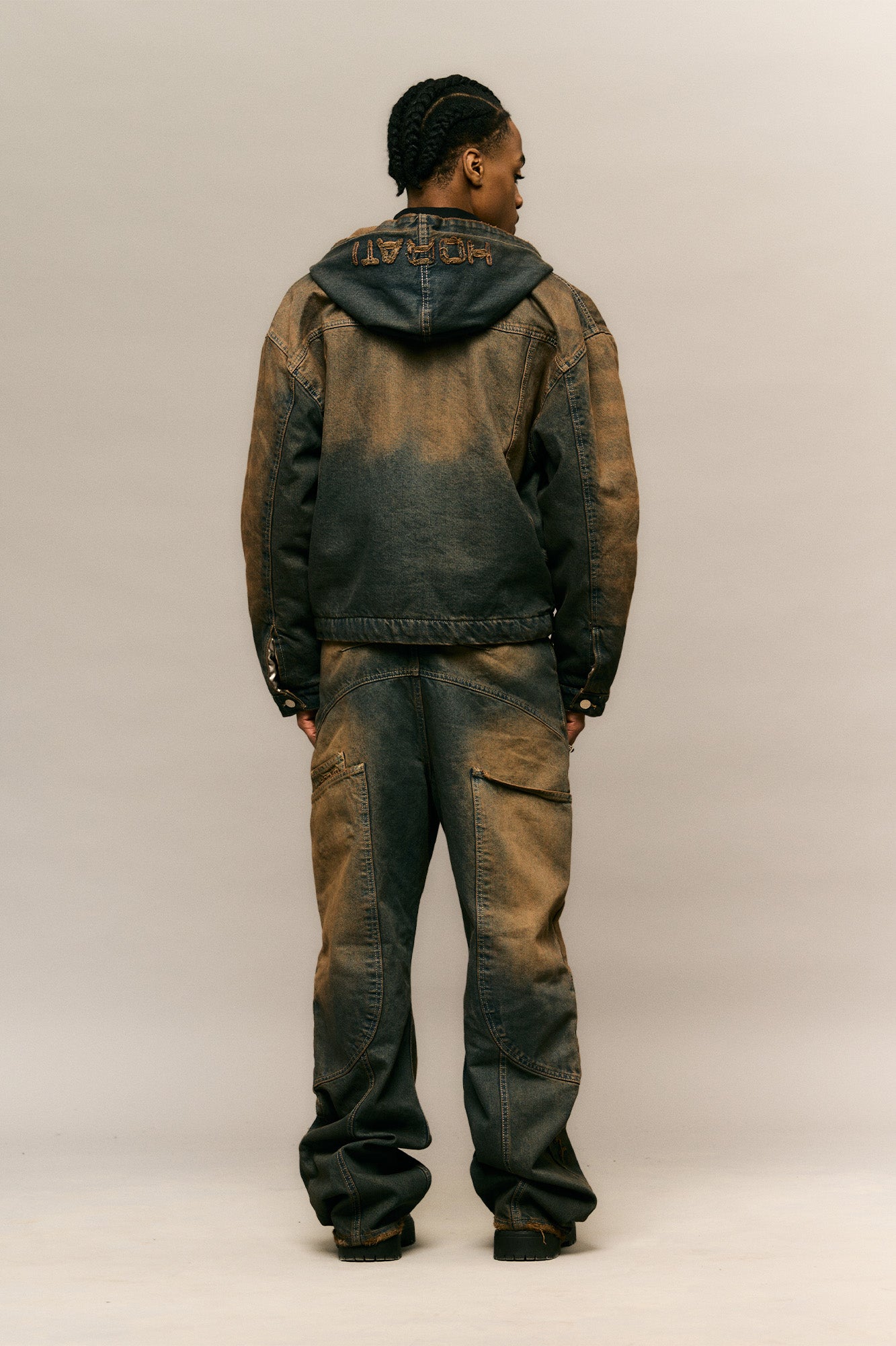 Washed Denim Set — Rust Brown