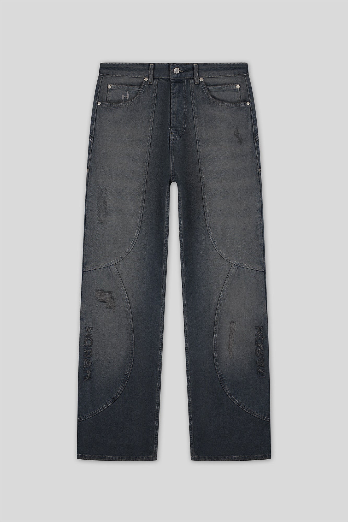 Washed Denim Jeans — Dark Blue