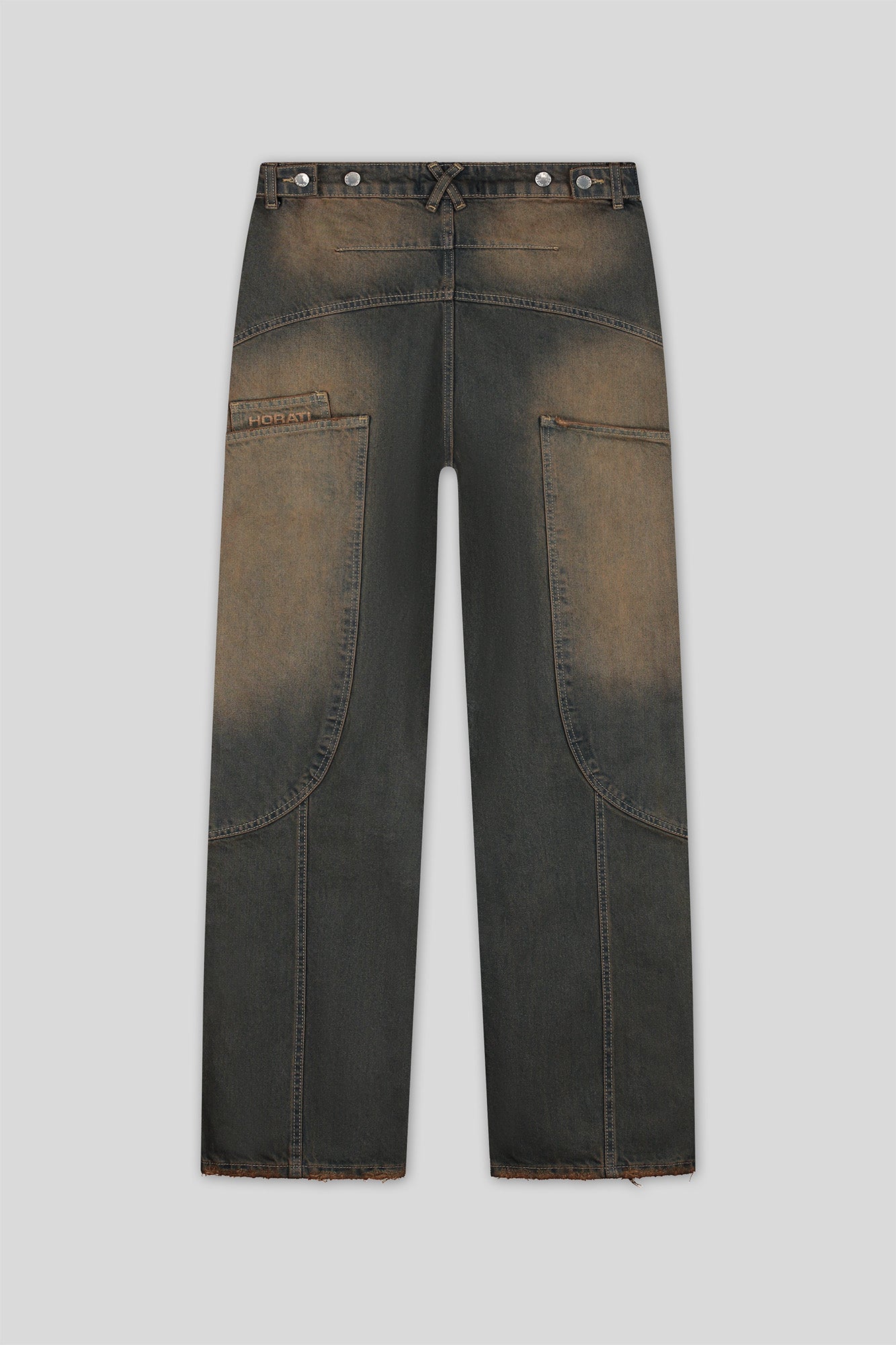 Washed Denim Jeans — Rust Brown