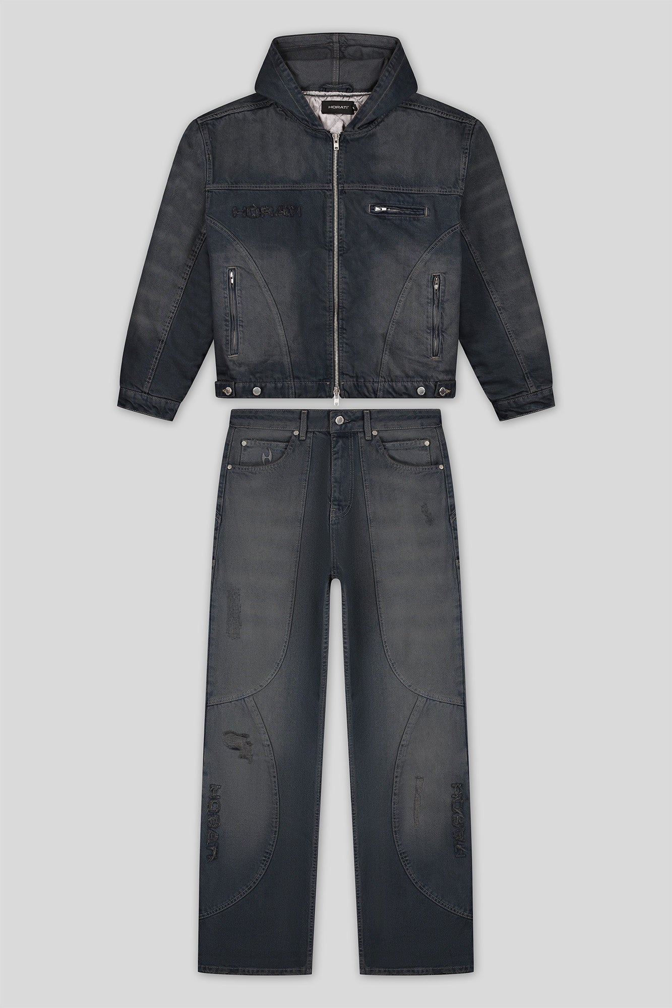 Washed Denim Set — Dark Blue