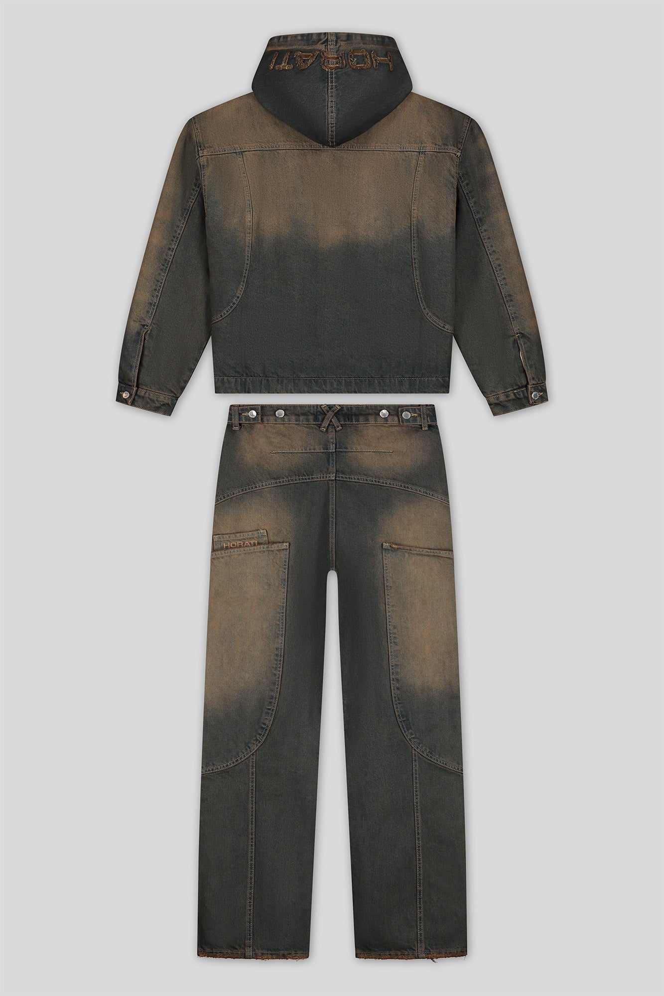 Washed Denim Set — Rust Brown