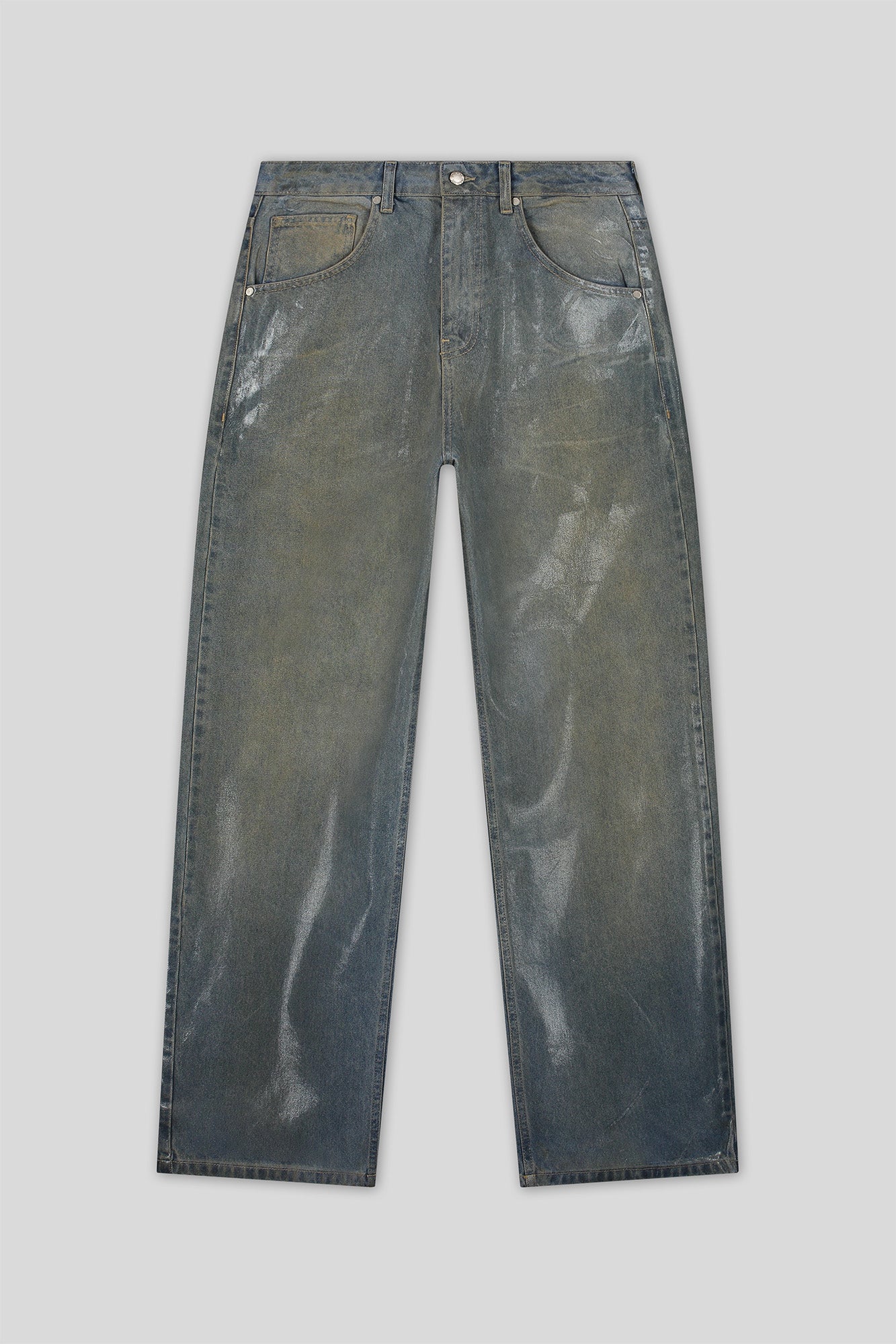 Wax Coated Jeans — Stained Blue