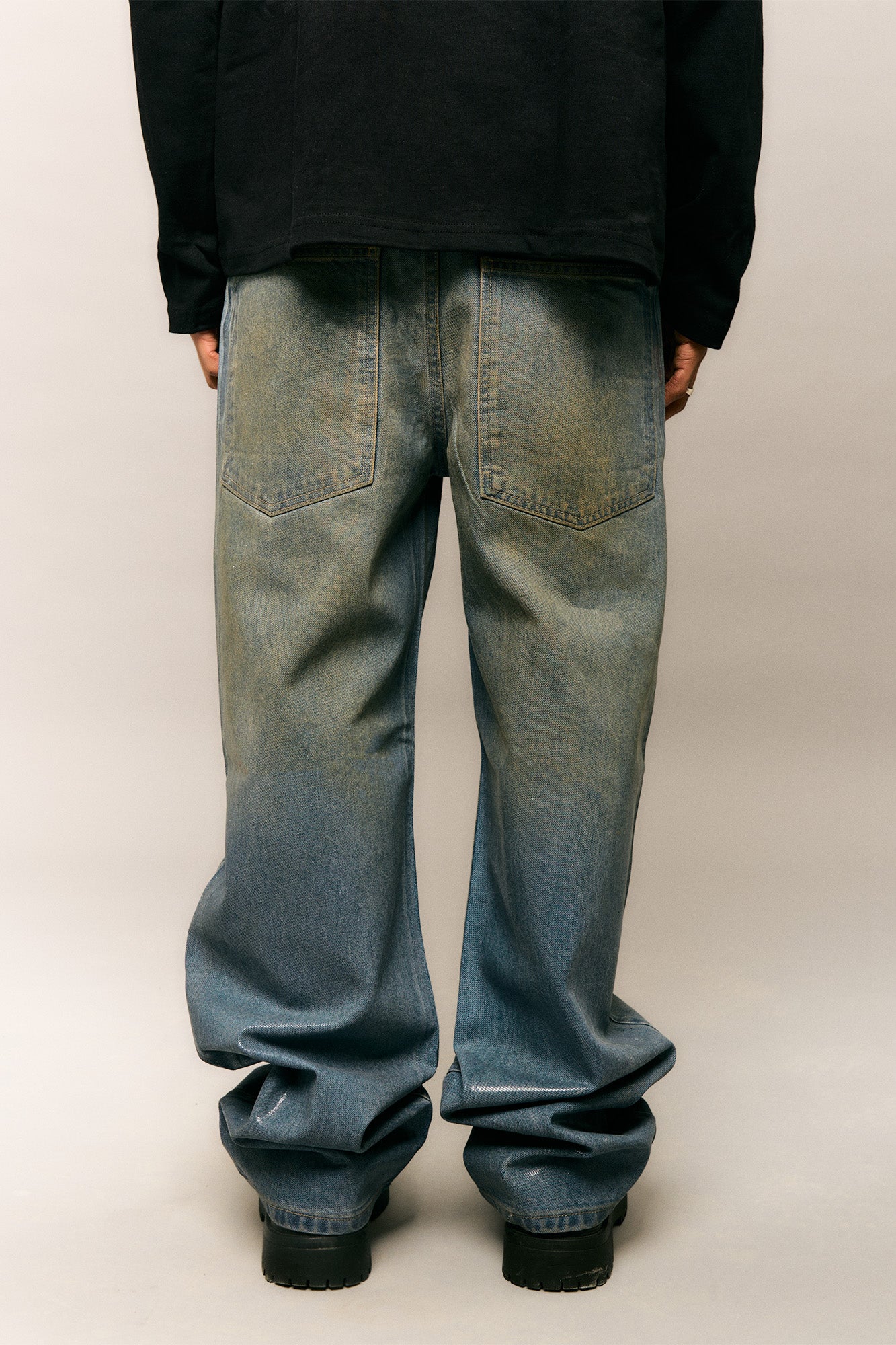 Wax Coated Jeans — Stained Blue